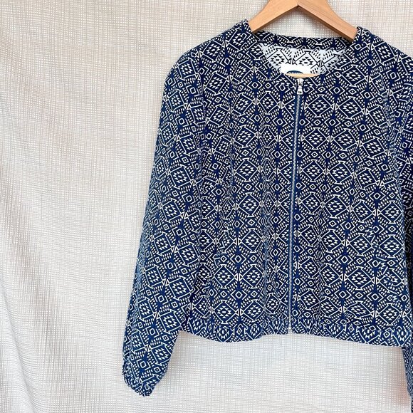 Textured Bomber Jacket Old Navy Southwest Boho Festival Collarless Jacket - Picture 4 of 15